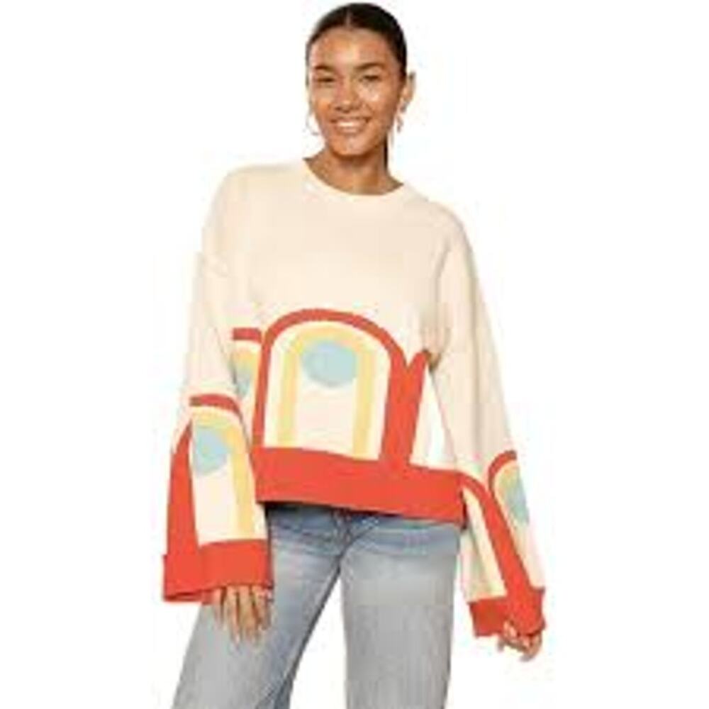 NWOT Miss Sparkling Medium Retro Arch Oversized Slouchy Sweater.